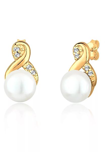 Elli Paar Ohrstecker "Infinity Perle Kristalle 925 Silber" günstig online kaufen