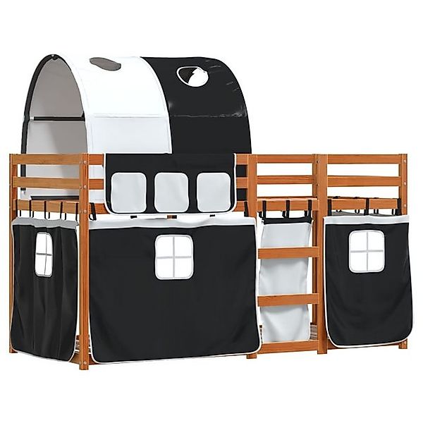 vidaXL Etagenbett, Doppelstockbett mit Vorhängen Weiß & Schwarz 80x200 cm K günstig online kaufen