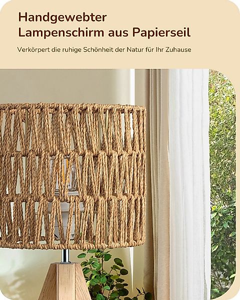 EDISHINE LED Nachttischlampe mit Seil-Lampenschirm, LED wechselbar, Warmwei günstig online kaufen