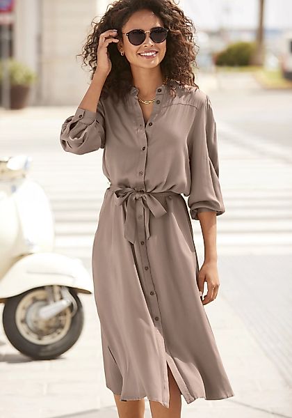 LASCANA Hemdblusenkleid (mit Bindegürtel) in lockerer Passform, elegantes S günstig online kaufen