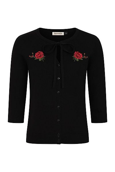 Banned Strickjacke Mia Rose Garden Cardigan Schwarz Vintage Rockabilly günstig online kaufen