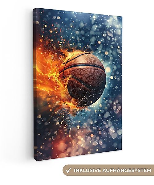 OneMillionCanvasses® Leinwandbild Basketball - Feuer - günstig online kaufen