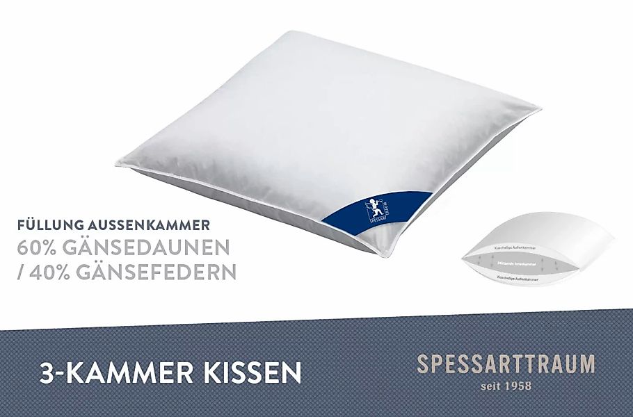 SPESSARTTRAUM 3-Kammer-Kopfkissen »Premium«, Füllung: 60% Gänsedaunen / 40% günstig online kaufen