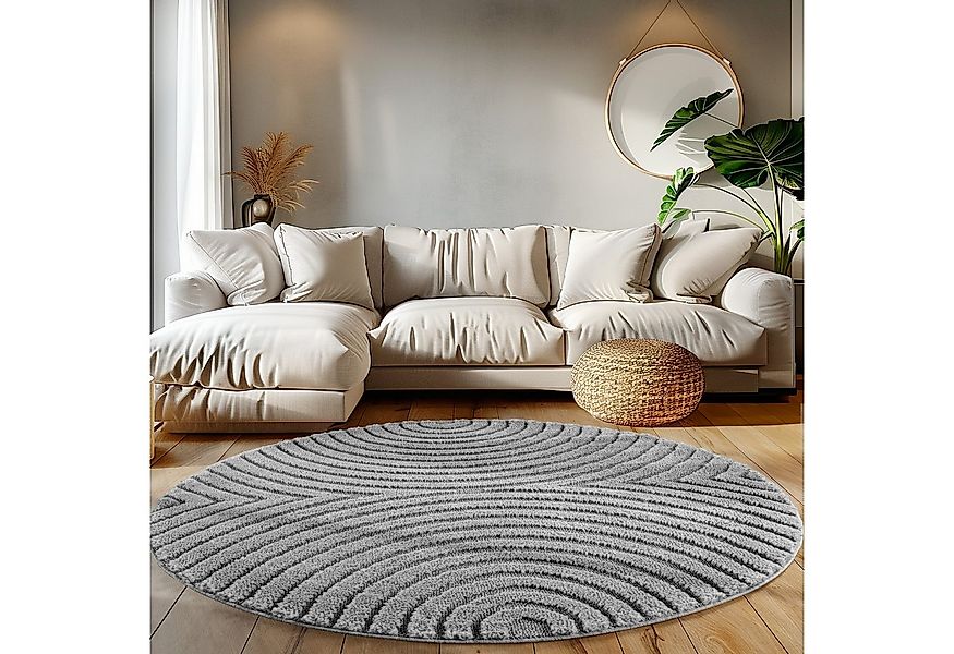 Teppium Hochflor-Teppich Boho-Design, Rund, Höhe: 20 mm, Teppich Wohnzimmer günstig online kaufen