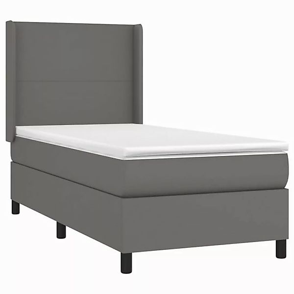 vidaXL Bett Boxspringbett mit Matratze Grau 80x200 cm Kunstleder günstig online kaufen