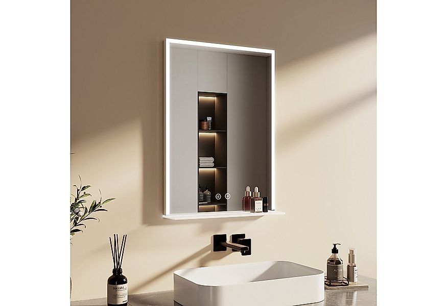 EMKE Badspiegel mit Beleuchtung Ablage Kaltweiß Lichtspiegel, mit Ablage un günstig online kaufen
