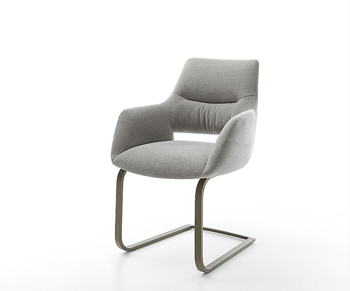 Freischwinger Yago-Flex mit Armlehnen Strukturstoff Soft Grau Freischwinger günstig online kaufen