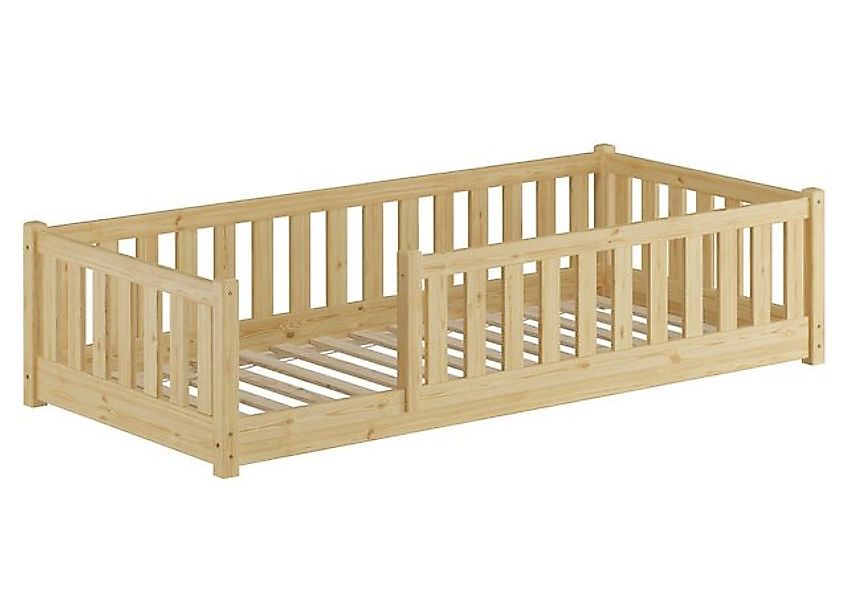 ERST-HOLZ Bett Holzbett, Baby-Bett, Flachbett mit Rundumsicherung Kiefer, K günstig online kaufen