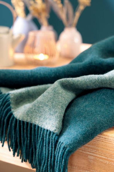 Biederlack Plaid "teal-green" im Doubleface-Look günstig online kaufen