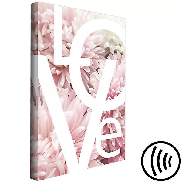 Bild auf Leinwand Weiße, große Aufschrift Love - Text auf rosa und weißen P günstig online kaufen
