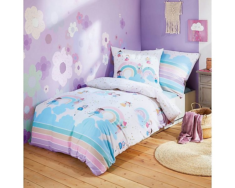 Kaeppel Bettwäsche Feinbiber Rainbow Fairies 135x200 + 80x80 cm 4868 bunt F günstig online kaufen