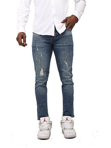 Denim Distriqt Skinny-fit-Jeans Lässige Herren Destroyed Skinny Jeans Blau günstig online kaufen