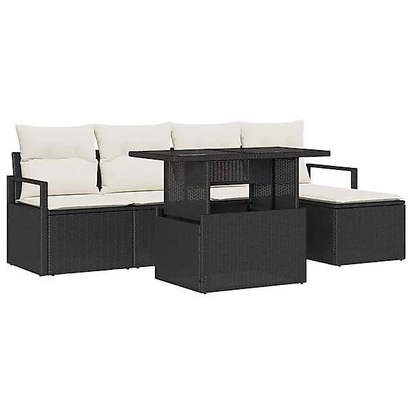 vidaXL Gartensofa-set mit Speicher 6-Tlg Schwarz und Creme Poly-Rattan 3348 günstig online kaufen