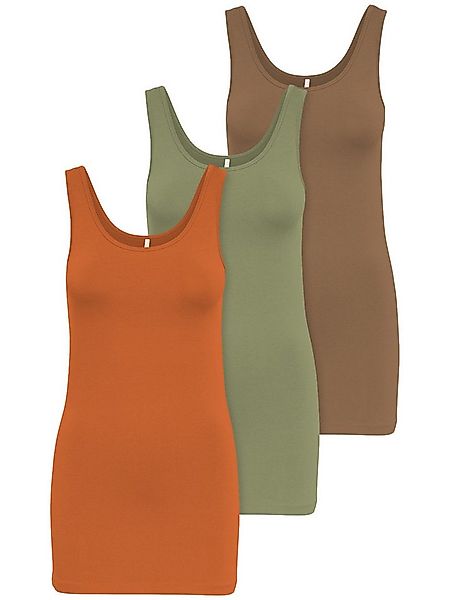 ONLY Tanktop Live Love (3-tlg) Lange Tops, elastische Baumwollqualität günstig online kaufen
