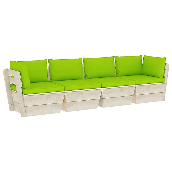 Garten-palettensofa 4-sitzer Mit Kissen Fichtenholz günstig online kaufen