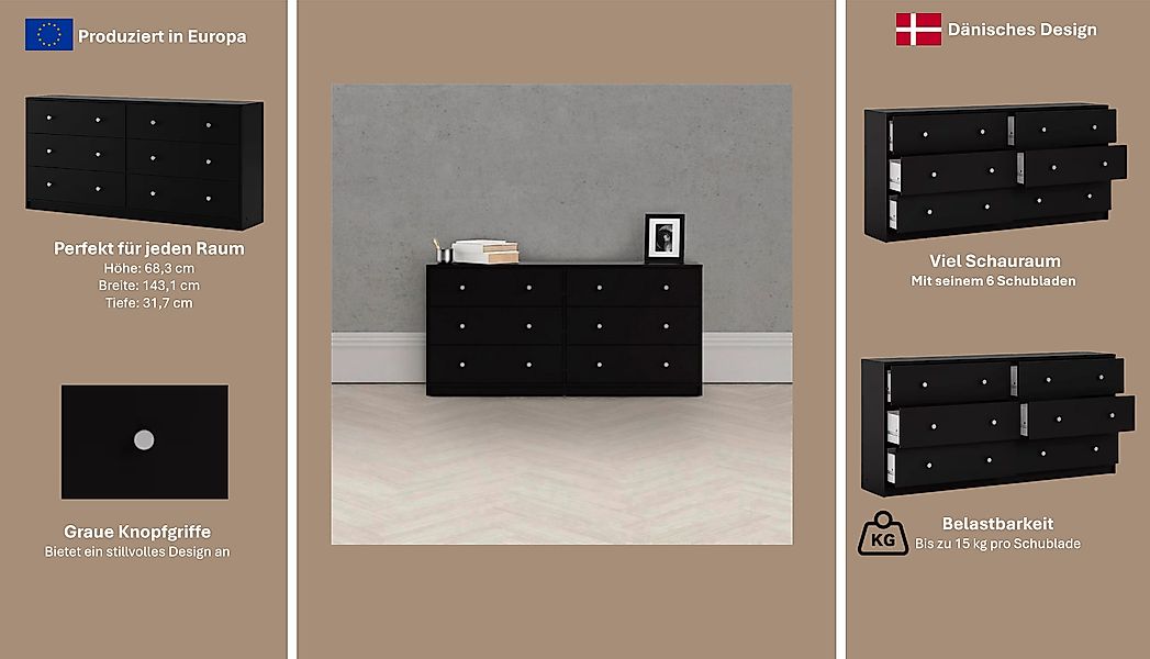 Home affaire Sideboard "May, Aufbewahrung, Schubkastenkommode, Stauraum, Sc günstig online kaufen