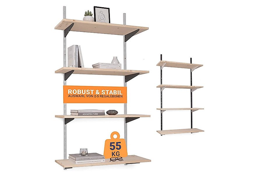 BOOMET Wandregal Regal Bausatz weiß/schwarz, 80 15-tlg., Wandboard Bücherre günstig online kaufen