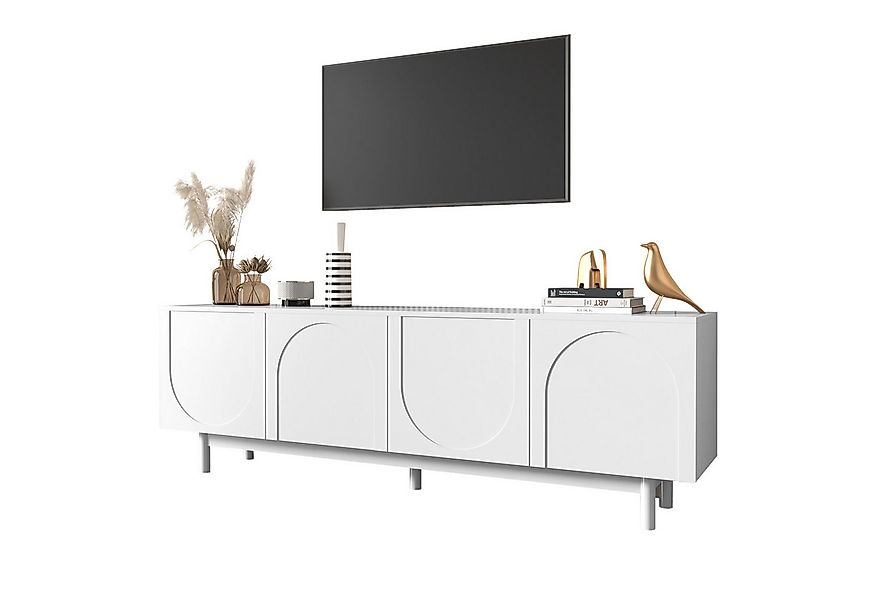 Merax Lowboard mit 4 Türen und verstellbaren Einlegeböden, TV-Schrank Scand günstig online kaufen