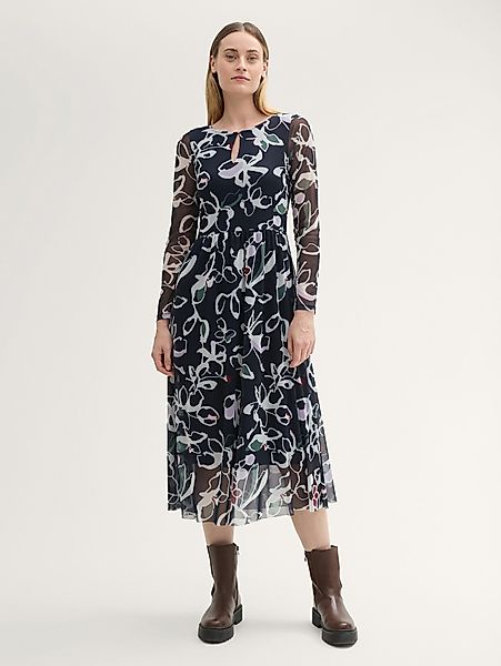 TOM TAILOR Sommerkleid Gemustertes Mesh-Midikleid Gemustertes günstig online kaufen