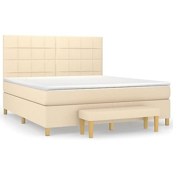 vidaXL Boxspringbett Boxspringbett mit Matratze Creme 160x200 cm Stoff Bett günstig online kaufen