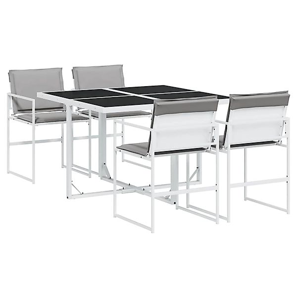 vidaXL 5-Tlg Garten-Essgruppe mit Kissen Weiß Textilene 3295088 günstig online kaufen