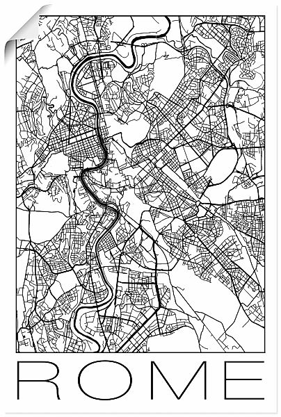 Artland Poster "Retro Karte Rom Italien Schwarz & Weiß", Italien, (1 St.), günstig online kaufen