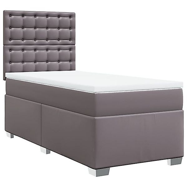 vidaXL Bett Boxspringbett mit Matratze Grau 80x200 cm Kunstleder günstig online kaufen