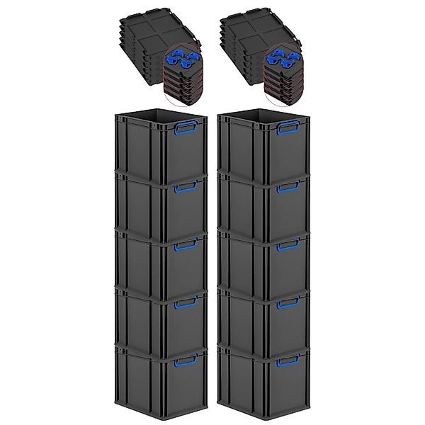 PROREGAL SparSet 10x Eurobox Nextgen Color Mit Auflagedeckel HxBxT 32x30x40 günstig online kaufen