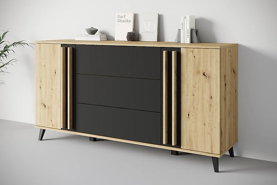 Home affaire Sideboard "Helsinki, Kommode mit 2 Türen und 3 Schubladen, Bre günstig online kaufen