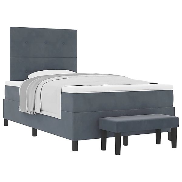 vidaXL Boxspringbett mit Matratze Dunkelgrau 120 x 190 cm Samt 3344499 günstig online kaufen