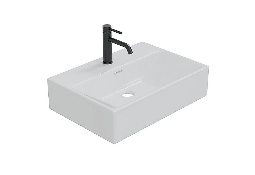 HAGO Waschbecken Keramik 51x36x13cm weiß eckig Überlaufschutz Wandmontage A günstig online kaufen