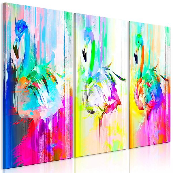 Wandbild - Colourful Flamingos (3 Parts) günstig online kaufen