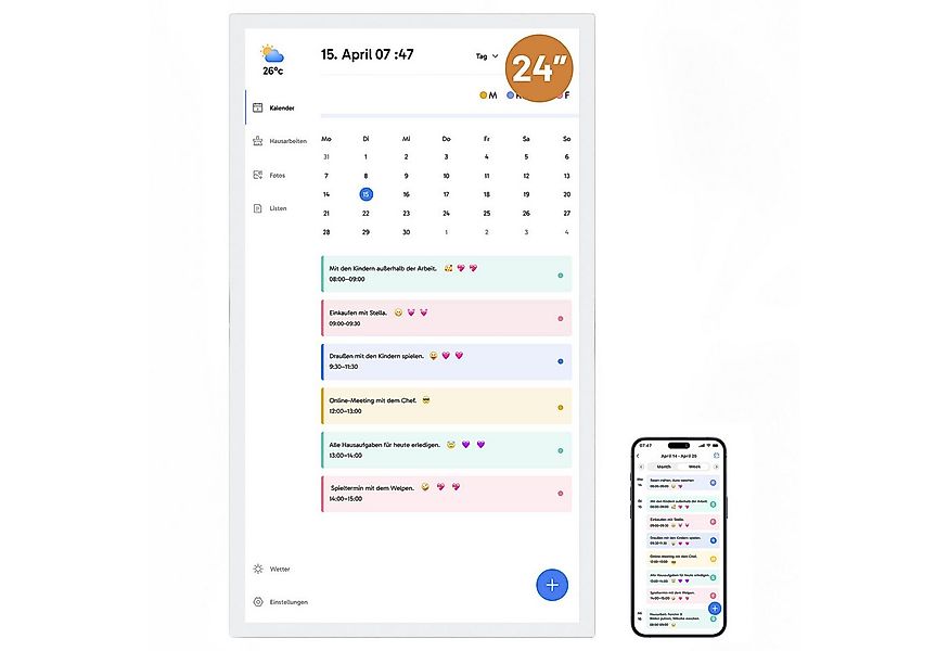 EKASN 24'' Digitaler Kalender mit Touchscreen Digitaler Bilderrahmen (60,96 günstig online kaufen