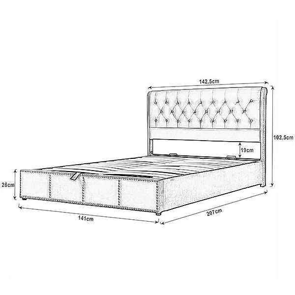 STILVORA Polsterbett 140x200 Bettgestell Funktionsbett Jugendbett mit Staur günstig online kaufen
