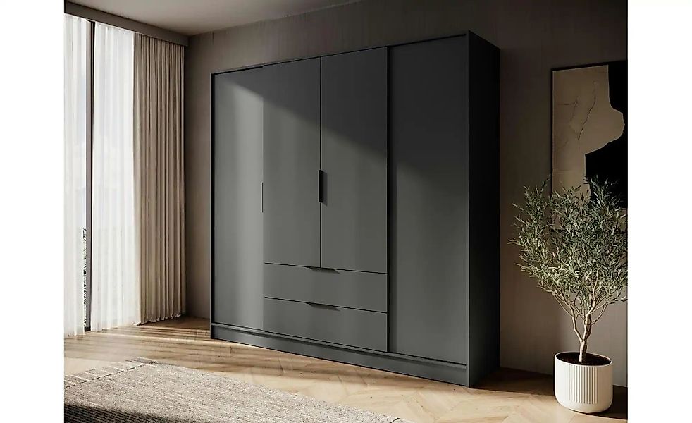 Drehtürenschrank 206 cm breit Lyke ¦ schwarz ¦ Maße (cm): B: 206 H: 200 Sch günstig online kaufen