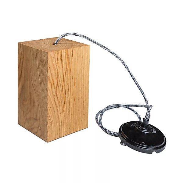 Hängelampe Holz Eiche Massivholz 12x12x20 Cm Lampe Pendellampe günstig online kaufen