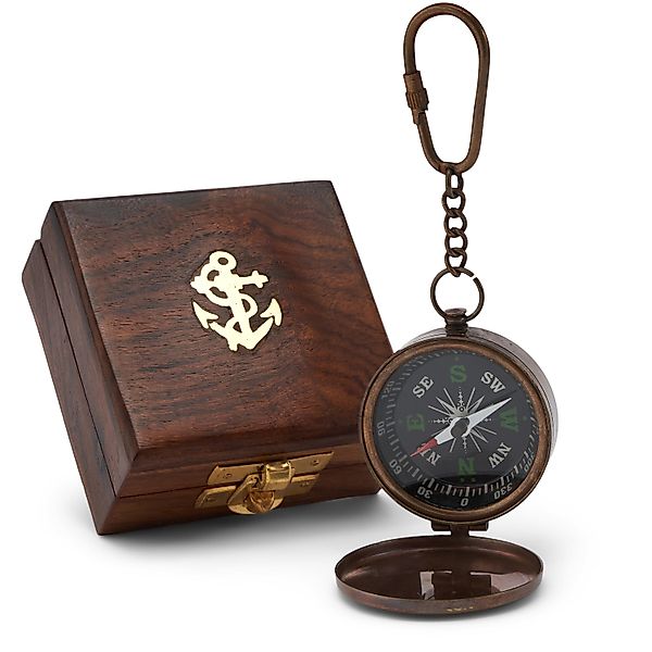 NKlaus Dekofigur Kompass-Schlüsselanhänger mit Deckel 5cm günstig online kaufen