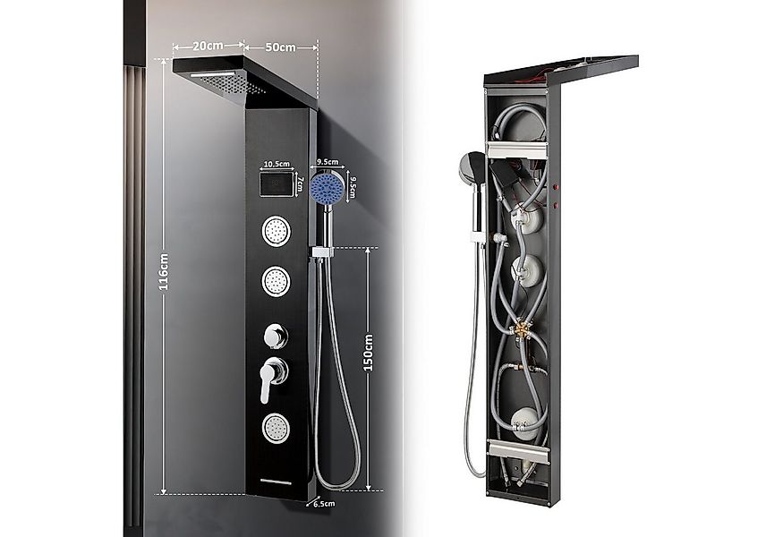 Clanmacy Duschsystem Duschpaneel Edelstahl Duschsystem Duschsäule mit 5 Fun günstig online kaufen