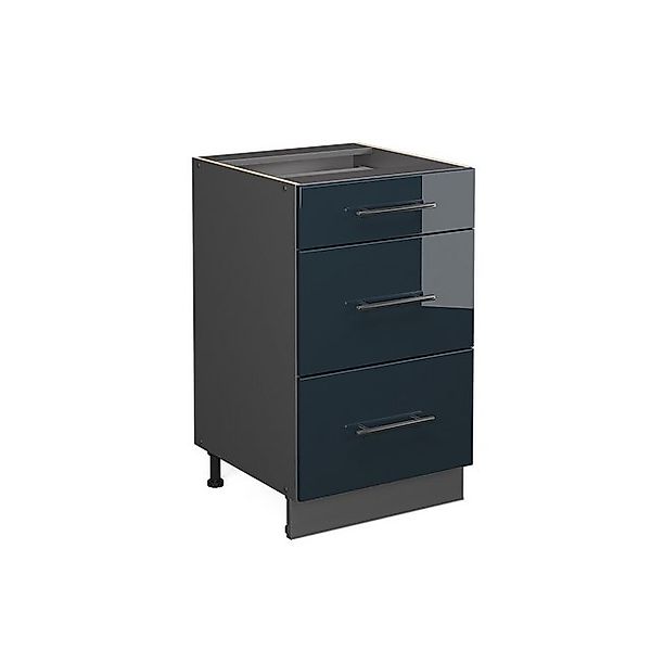 Vicco Schubladenschrank Fame-Line Dunkelblau Hochglanz 50 cm ohne Arbeitspl günstig online kaufen