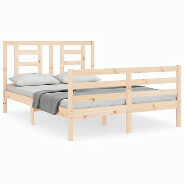 vidaXL Bettgestell Massivholzbett mit Kopfteil 140x190 cm Bett Bettgestell günstig online kaufen