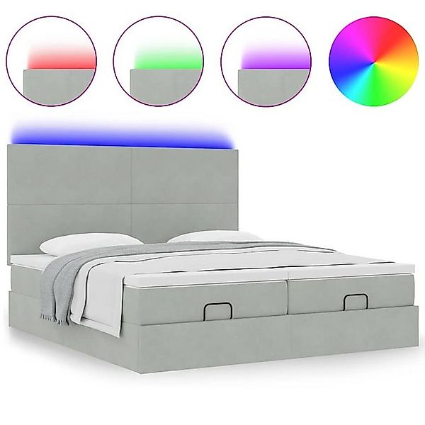 vidaXL Bett Ottoman-Bett mit Matratzen & LEDs Hellgrau 180x200 cm Samt günstig online kaufen