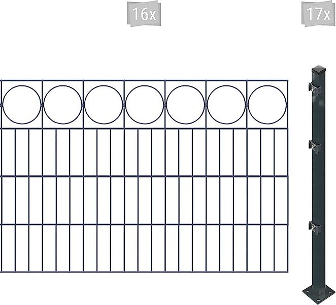 Arvotec Doppelstabmattenzaun "ESSENTIAL 80 zum Aufschrauben "Ring" mit Zier günstig online kaufen