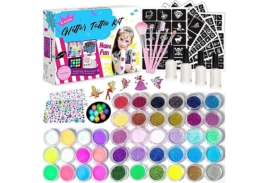 LuxusKollektion Dekohänger Glitzer Tattoo Set Kinder 42 Farben Schablonen S günstig online kaufen
