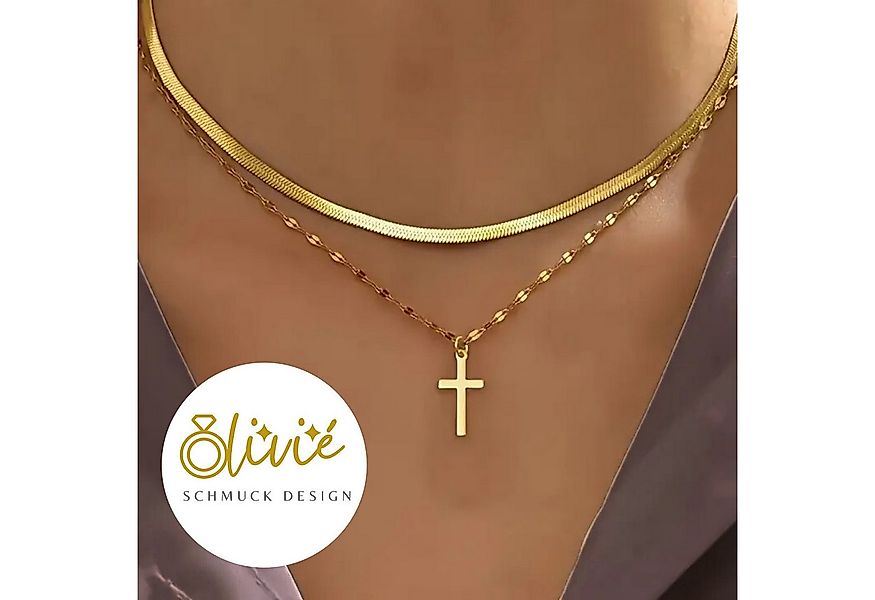 XCOAST Schmuckset Halskette Damen Double Layer Kreuz Gold (2-tlg) günstig online kaufen