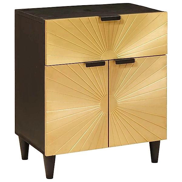 vidaXL Nachttisch Schwarz und Gold 50 x 33 x 60 cm Massives Mangoholz 40178 günstig online kaufen