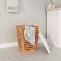 vidaXL Wäschekorb Badhocker 40,5x40,5x56 cm Massivholz günstig online kaufen