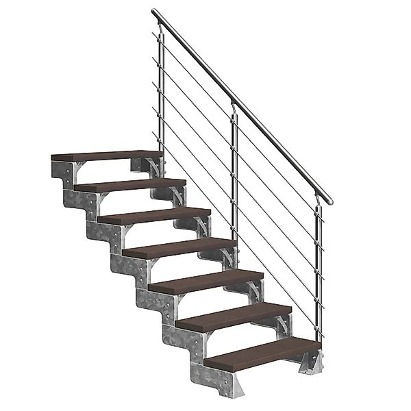 DOLLE Außentreppe Gardentop 7 TRIMAX-Stufen 80 cm Dunkelbraun + Geländer günstig online kaufen