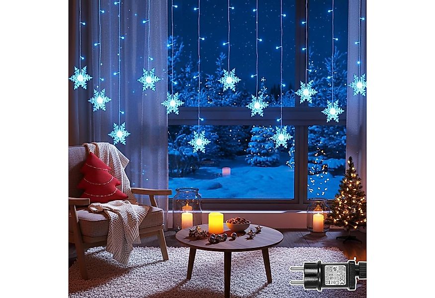 SERBASIC LED-Lichterkette Innen, LED Schneeflocke Lichtervorhang, Weihnacht günstig online kaufen