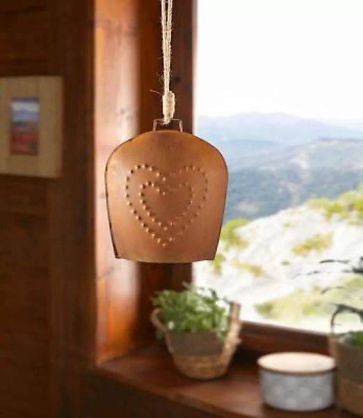 HOME Living Deko-Glocke Herz Dekoobjekte rot/braun günstig online kaufen