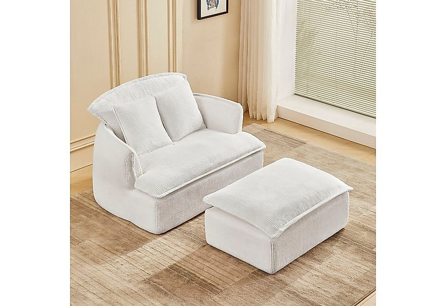 HAUSS SPOLE Schlafsofa Sitzsack Relaxsessel mit Fußhocker & Kissen Beanbag günstig online kaufen